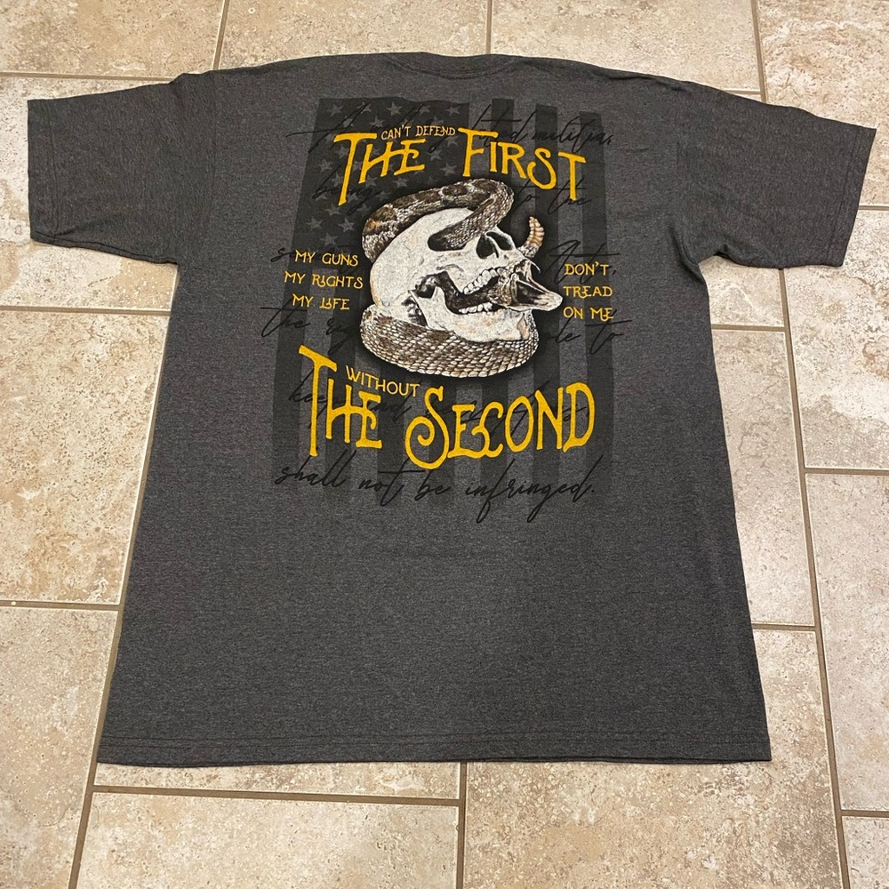 Bonehead Outfitters Second Amendment Shirt Mens Size XL Skull Snake Gray